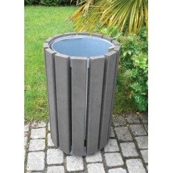 Poubelle Ronde à Bac Extérieur 70L Escapade Gris Hauteur 85cm - A398130