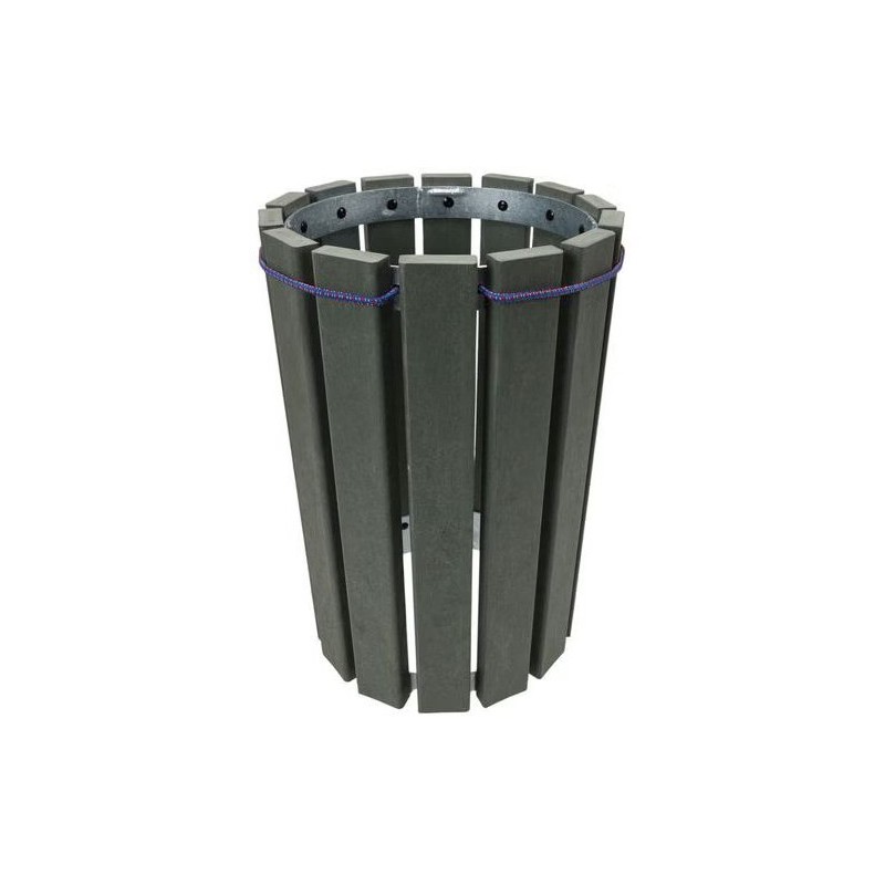 Poubelle Ronde avec Tendeur Extérieur 90L Escapade Gris Hauteur 77cm - A398117