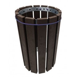 Poubelle Ronde avec Tendeur Extérieur 90L Escapade Marron Hauteur 77cm - A398125