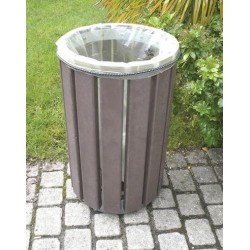 Poubelle Ronde avec Tendeur Extérieur 90L Escapade Marron Hauteur 77cm