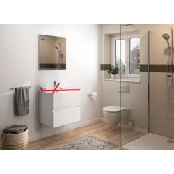 Meuble Sous-Vasque à Suspendre AQUARINE Prefixe Salle de Bain/Eau 2 Tiroirs Blanc - 241453