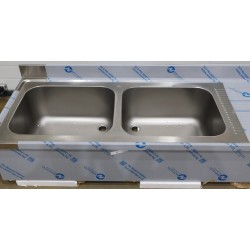 Plonge Inox TECNOX 2 Cuves avec Égouttoir