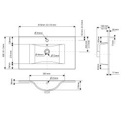 Plan Vasque Céramique à Poser AQUARINE Soft 1 Vasque L80cm Blanc