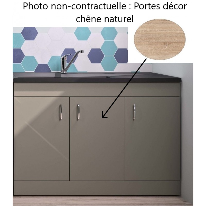 Meuble Sous-Évier de Cuisine NEOVA Décliq Déco 3 Portes Décor Chêne Naturel L120 cm - S13NA23PR120BT1