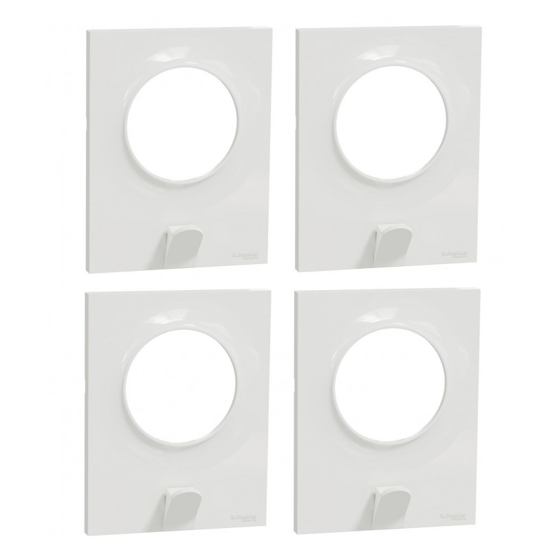Lot de 4 Plaques de Finition avec Crochet Multi-Usage SCHNEIDER Odace Styl Pratic 1 Poste Blanc - S520722