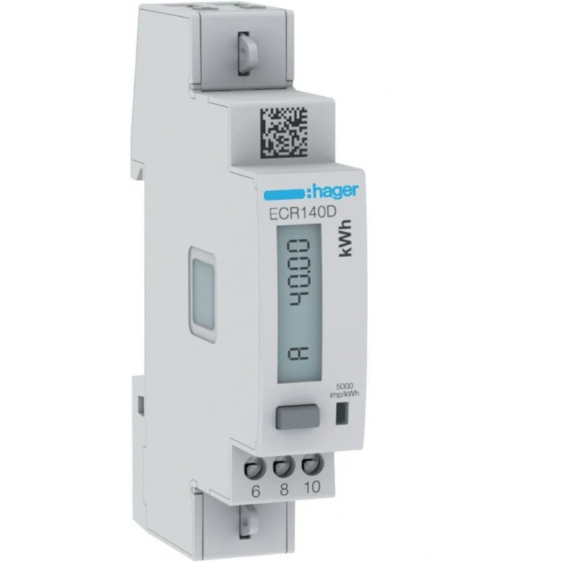 Compteur d'Énergie Monophasé 40A HAGER Communiquant Mobdus RS485 Bornes à Vis MID - ECR140D