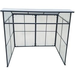 Abri de Parking pour Fumeurs, Vélos et Deux Roues avec Banc Assis-Debout et Panneau Frontal