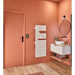 Sèche-Serviettes Électrique 600W ATLANTIC Néfertiti Connecté Asymétrique Mât à Gauche Blanc