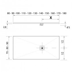 Receveur de Douche SALGAR Rioja Sable Mocca 90x70cm avec Grille sans Bonde - 23588