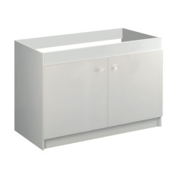 Meuble Sous-Evier AQUARINE Liberty 2 Portes Mélaminé Blanc 120x60cm pour Buanderie ou Cuisine - 200214