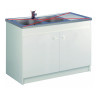 Meuble Sous-Evier AQUARINE Liberty 2 Portes Mélaminé Blanc 120x60cm pour Buanderie ou Cuisine