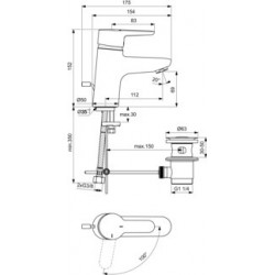 Mitigeur de Lavabo IDEAL STANDARD Connect Blue Monotrou Chromé Laiton - B0176AA