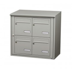 Bloc de 4 Boîtes aux Lettres LEABOX Collective Extérieur Mural Gris - 2x2 - NEUF Déclassé