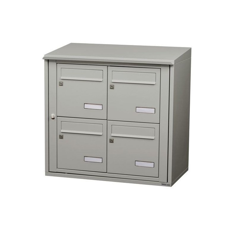 Bloc de 4 Boîtes aux Lettres LEABOX Collective Extérieur Mural Gris - 2x2 - NEUF Déclassé