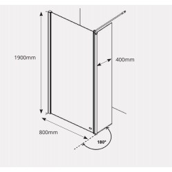 Paroi de Douche AKW LevelBest avec Paroi Segment Pivotante 180° L400mm
