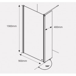 Paroi de Douche AKW LevelBest avec Paroi Segment Pivotante 180° L400mm