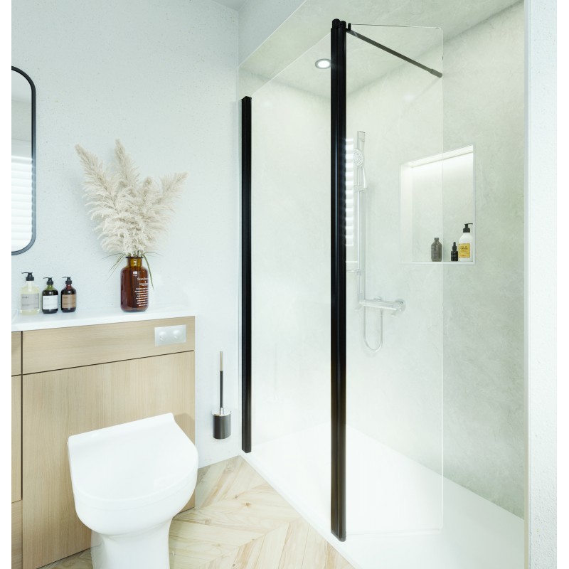 Paroi de Douche AKW LevelBest avec Paroi Segment Pivotante 180° L400mm en Aluminium Noir Mat