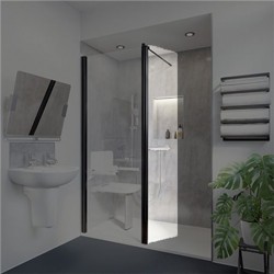 Paroi de Douche AKW LevelBest avec Paroi Pivotante 180° L400mm en Aluminium Noir Mat
