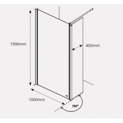 Paroi de Douche AKW LevelBest avec Paroi Segment Pivotante 180° L400mm