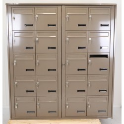 Bloc de 20 Boîtes aux Lettres LEABOX Collective Intérieur Sans Pieds Marron