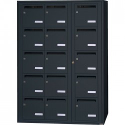 Bloc de 15 Boîtes aux Lettres RENZ Collective Intérieur Mural Gris - 3x5