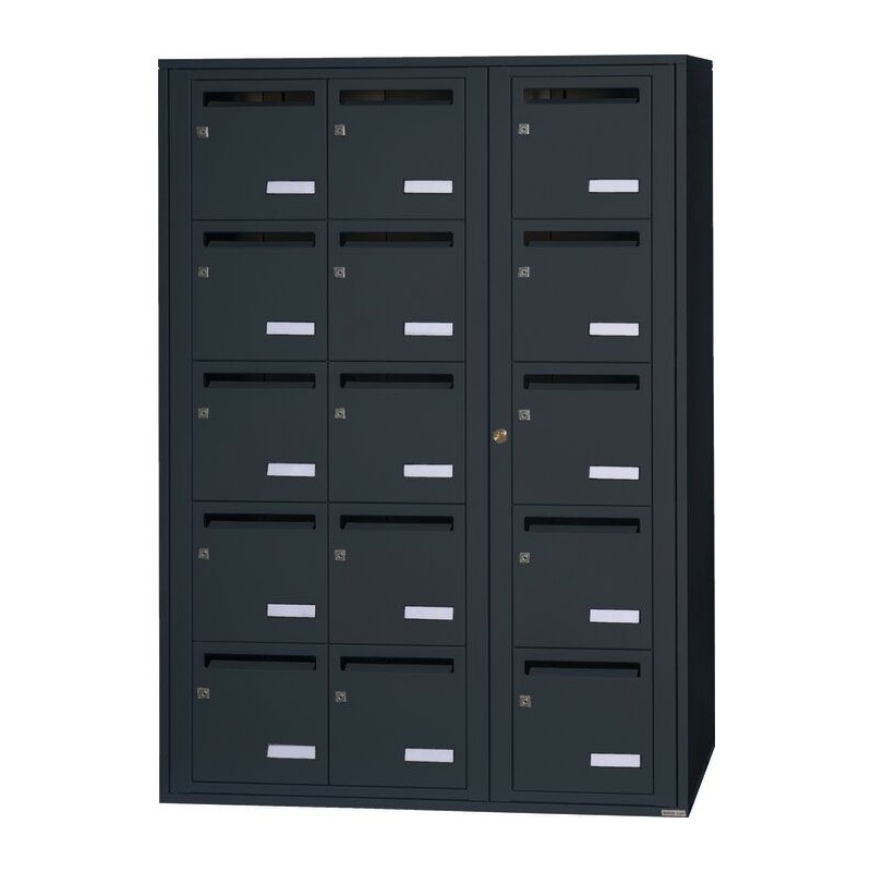 Bloc de 15 Boîtes aux Lettres RENZ Collective Intérieur Mural Gris - 3x5