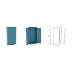 Armoire Haute d'Atelier HECO 2 Portes H1980xL1000xP490mm Sans Tablettes Bleue - 159