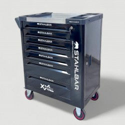 Servante d'Atelier Mobile 7 Tiroirs 1 Placard Latéral STAHLBÄR Black Édition Sans Outils - ST007