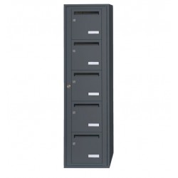 Bloc de 5 Boîtes aux Lettres LEABOX Collective Extérieur Mural Gris - 1x5
