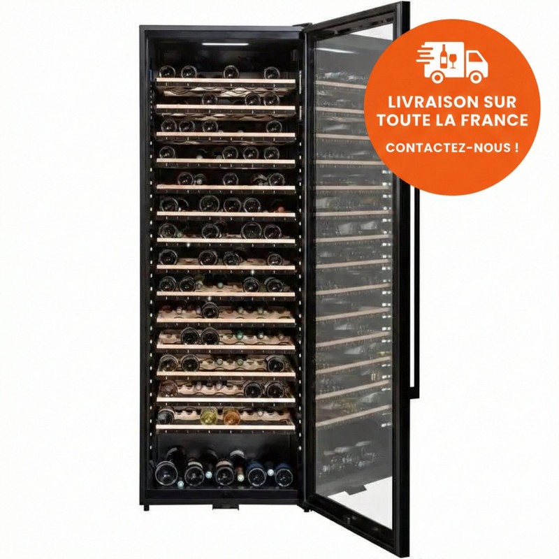 Cave à Vin de Vieillissement LA SOMMELIERE 185 Bouteilles Multi zone 14 Clayettes Connectée
