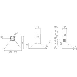 Hotte Décorative Murale ELICA Missy 90cm Acier Inoxydable 3 Vitesses