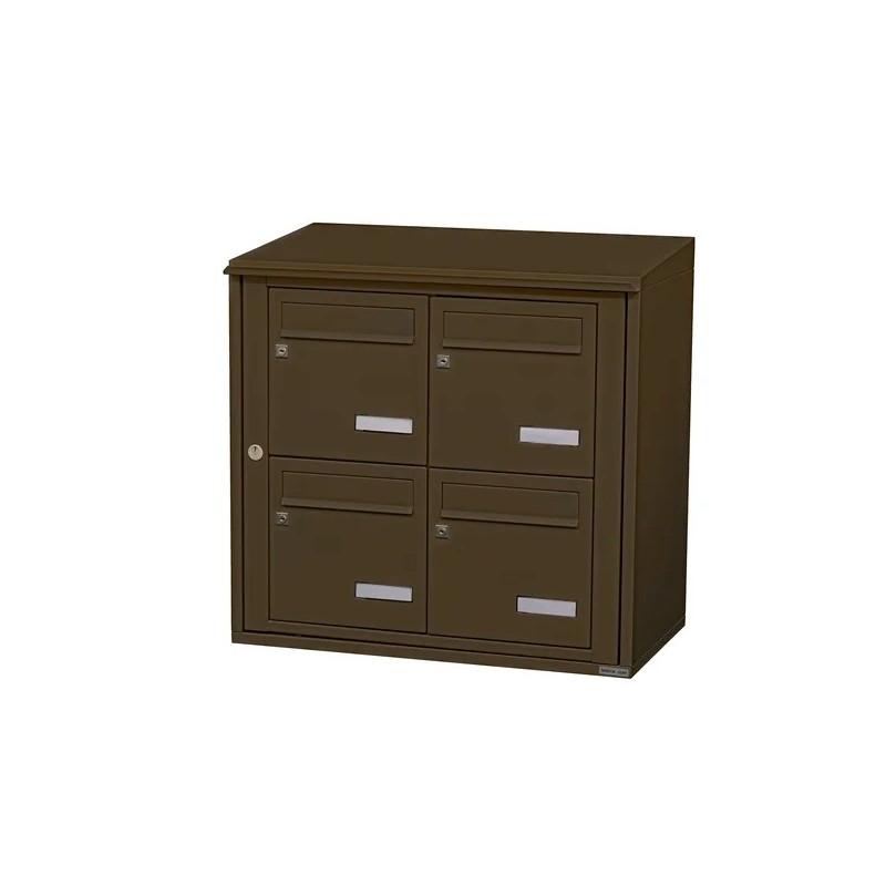 Bloc de 4 Boîtes aux Lettres LEABOX Collective Intérieur Marron Sans Pieds - 2x2 - NEUF Déclassé