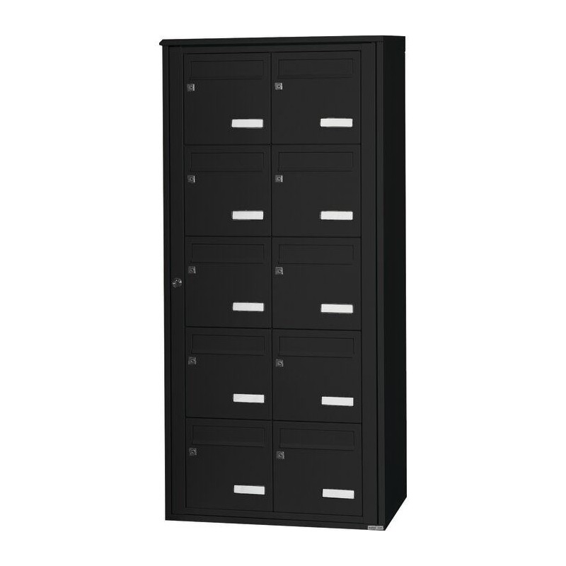 Bloc de 10 Boites aux Lettres LEABOX Collective Extérieur Gris Anthracite Sans Pieds - 2x5 - NEUF Déclassé