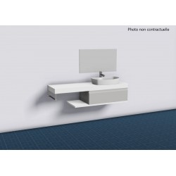 Meuble Sous-Vasque de Salle de Bain ALTERNA Zao 1 Tiroir Taupe 90x50x28cm avec Plan Vasque 180x50x9cm - 6653648-6692059