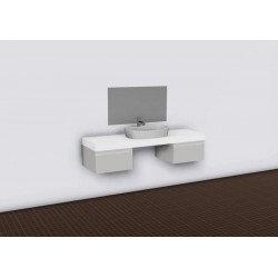 Meuble Sous-Vasque de Salle de Bain ALTERNA Zao 2 Tiroirs Taupe 50x50x28cm avec Plan Vasque 180x50x9cm