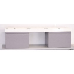 Meuble Sous-Vasque de Salle de Bain ALTERNA Zao 2 Tiroirs Taupe 50x50x28cm avec Plan Vasque 180x50x9cm - 6692062-6692059