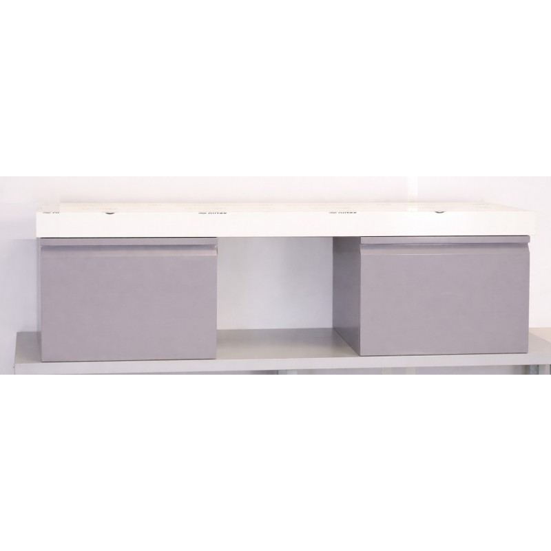 Meuble Sous-Vasque de Salle de Bain ALTERNA Zao 2 Tiroirs Taupe 50x50x28cm avec Plan Vasque 180x50x9cm - 6692062-6692059