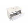 Meuble avec Vasque de Salle de Bain L80cm SANIJURA Equinox 2 Tiroirs Laqué Blanc avec Vasque Céramique - 575012-551050
