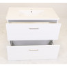 Meuble avec Vasque de Salle de Bain L80cm SANIJURA Equinox 2 Tiroirs Laqué Blanc avec Vasque Céramique - 575012-551050