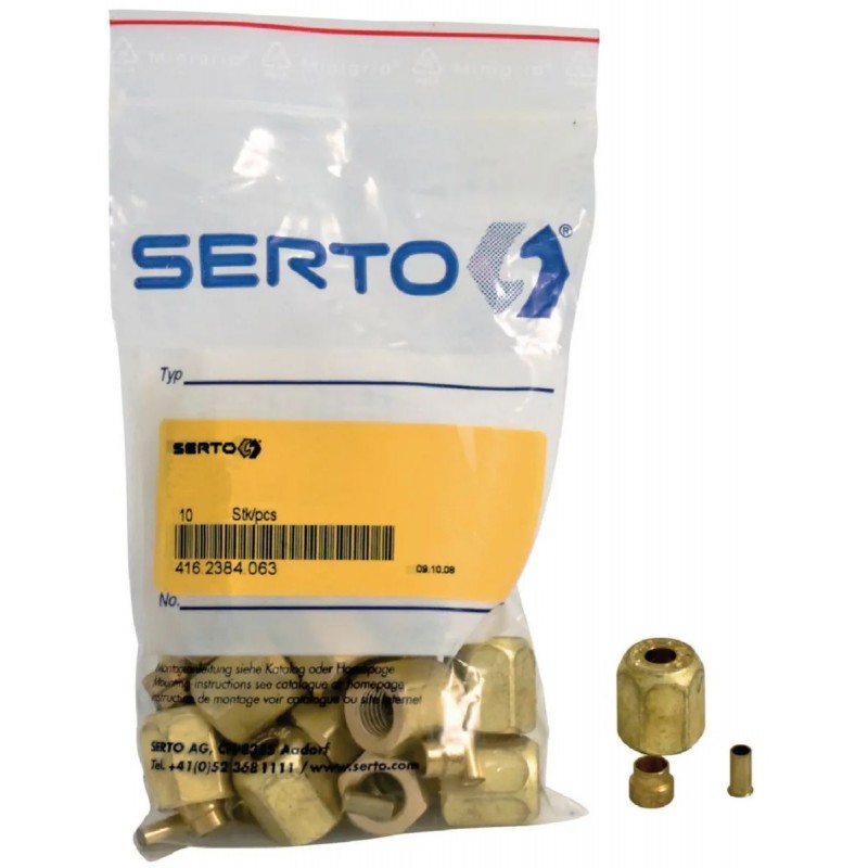 Sachet de 10 Raccords Laiton SERTO 1/4" Épaisseur 0,8mm - 416.2384.063 - NEUF