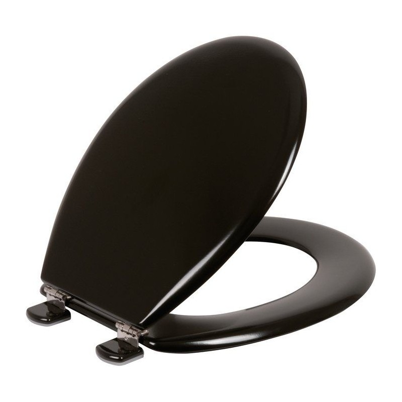 Abattant de WC Toilette OLFA Tradition Noir avec Couvercle avec Charnières en Acier Inoxydable - 7TD00020201B
