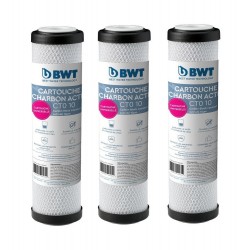 Lot de 3 Cartouches Filtre au Charbon Actif BWT CTO 10 Carbofilter 9" 3/4 - 125549810