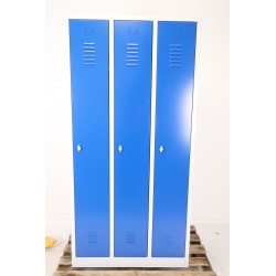 Vestiaire Industrie Propre 3 Colonnes Fermeture Moraillon 180x89x50cm Bleu Gris - WMIP3-GB
