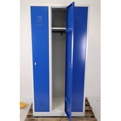 Vestiaire Industrie Propre 3 Colonnes Fermeture Moraillon 180x89x50cm Bleu Gris