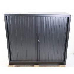 Armoire Basse à Rideaux de Bureau MTI 2 Tablettes Corps et Rideaux Noir 120x105x43cm - AMR1210-NR - NEUVE