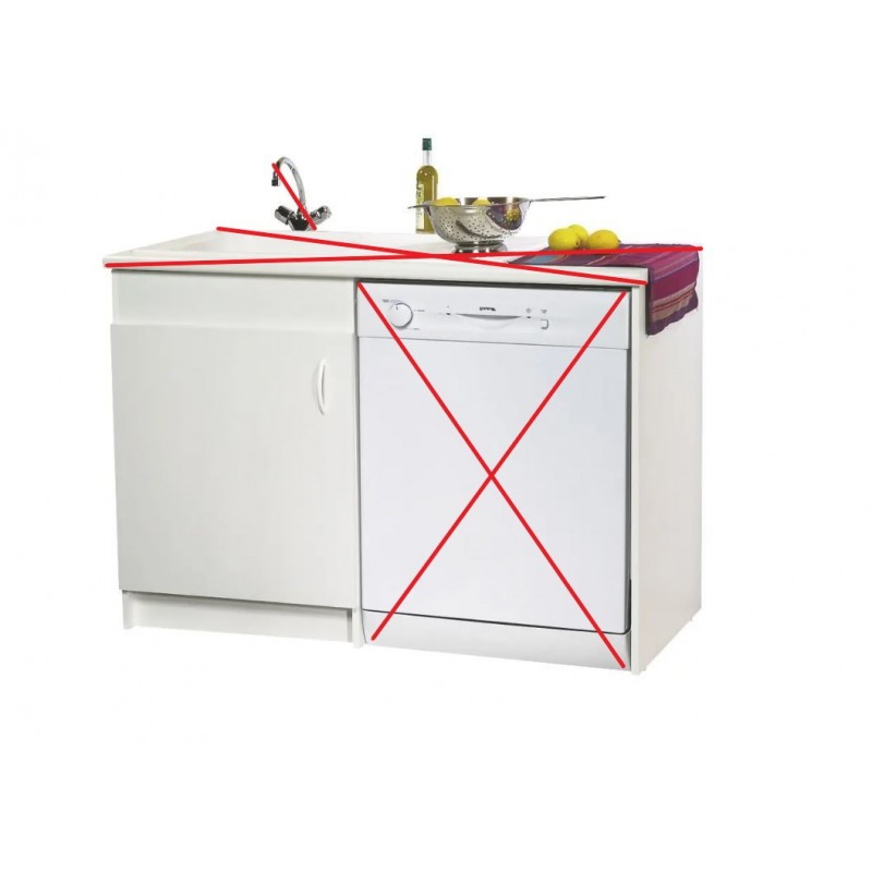 Meuble Sous-Évier 120cm NEOVA Lav'vaisselle Cuisine/Buanderie 1 Porte et Joue Bois Mélaminé Blanc - S15V01057 - NEUF Déclassé