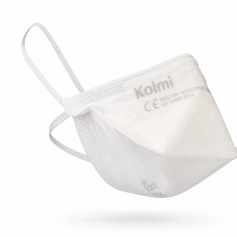 Lot de 100 Masques de Protection Jetables KOLMI OXYGEN FFP2 Type IIR Taille M Blanc - M52014-WH-MB - NEUF