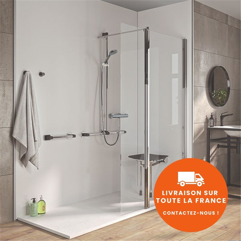 Lot de 2 Panneaux de Douche en PVC  AKW Alvéo 60X255 cm Blanc Brillant - 27830WHG - NEUF