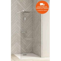 Paroi de Douche Fixe KINEDO Smart Design Solo 225x80cm Chromé Verre Transparent - PA90311CTNE - NEUVE