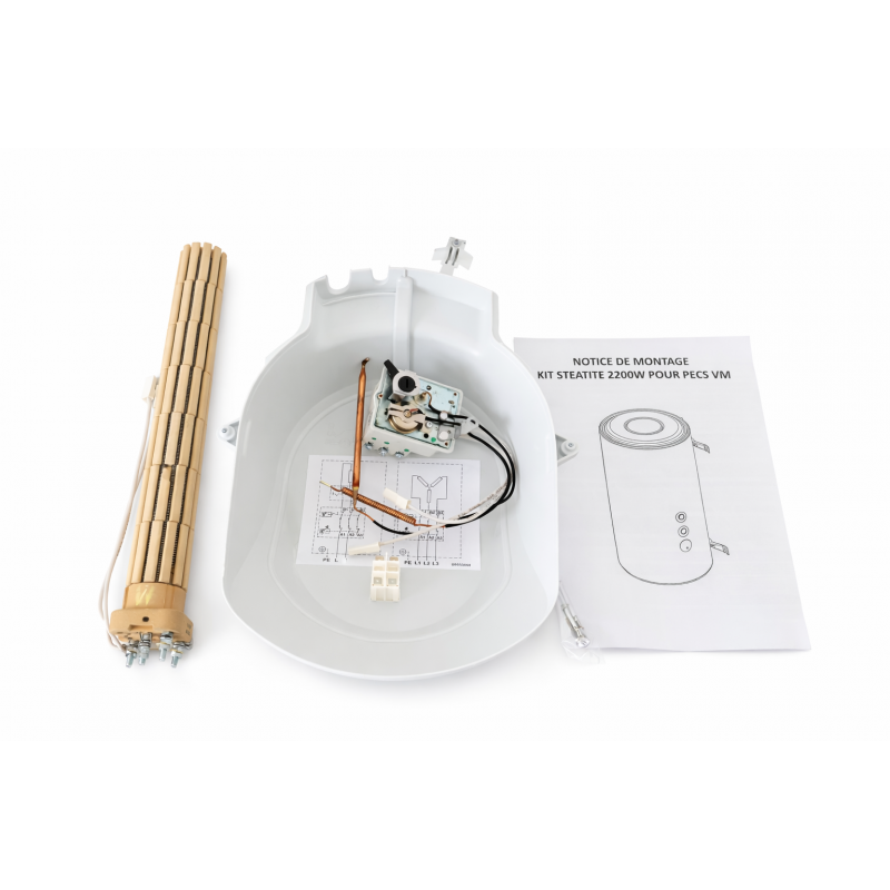 Kit Monophasé 2200W THERMOR Stéatite pour Préparateur Eau Chaude Ballon 100,150 ou 200L Vertical Mural - 901061 - NEUF Déclassé